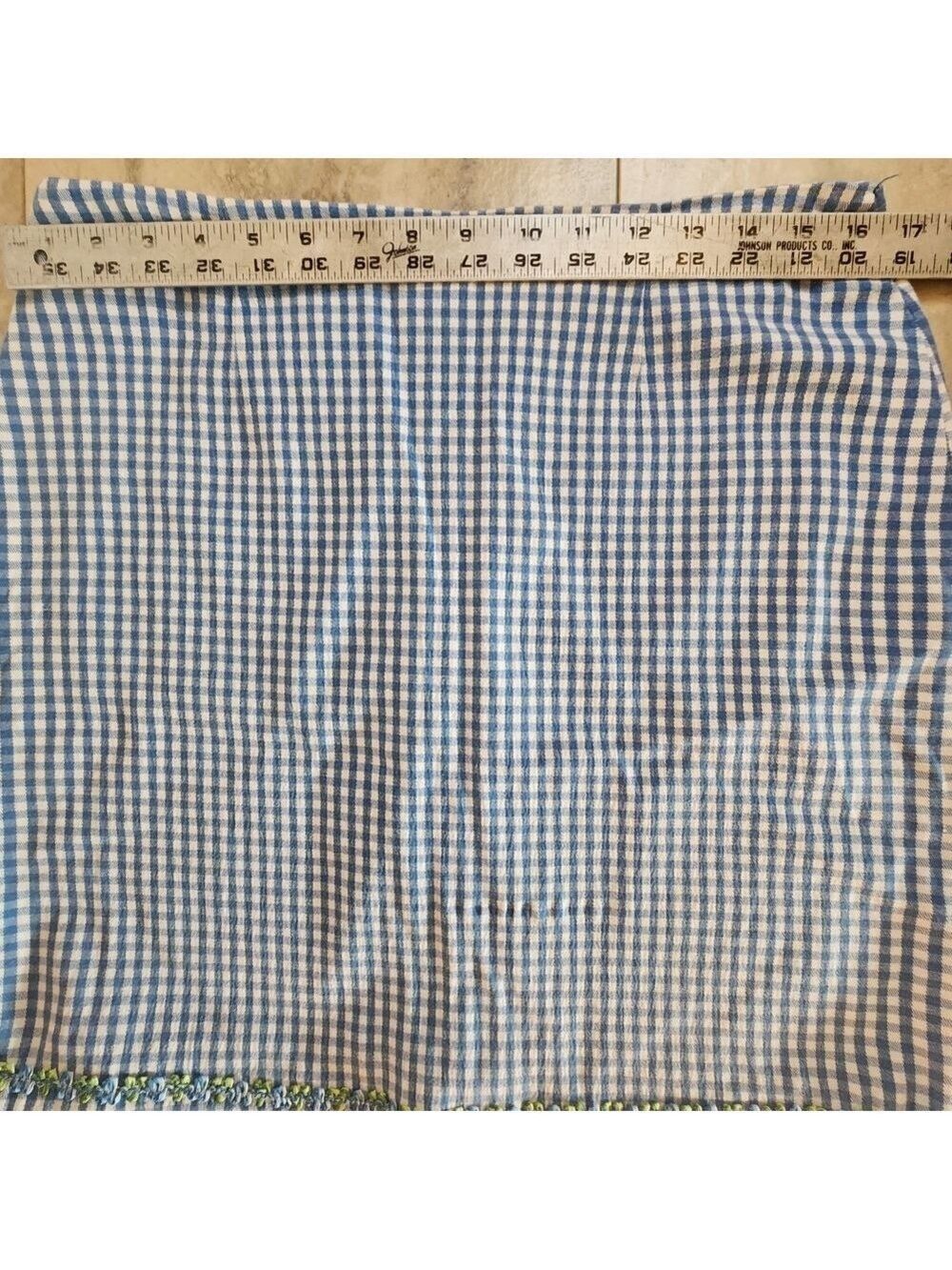 Talbots Skirt 14P Gingham Plaid Blue White Stretch Cotton Stretch Spring! - Picture 7 of 13